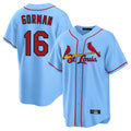 Johmsee St. Louis Cardinals #16 Nolan Gorman Player Light Blue Home Game Stitched Jerseys