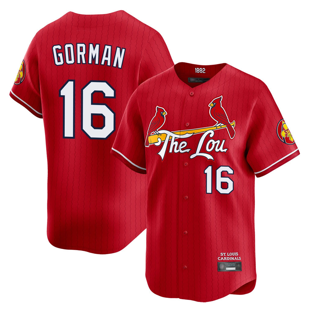 Johmsee St. Louis Cardinals #16 Nolan Gorman Player Red City Connect Limited Stitched Jerseys