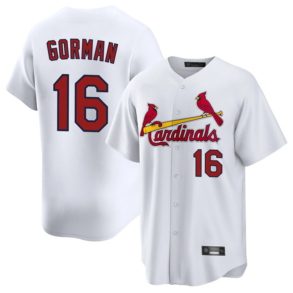 Johmsee St. Louis Cardinals #16 Nolan Gorman Player White Home Game Stitched Jerseys