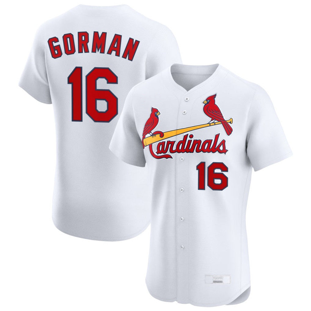 Johmsee St. Louis Cardinals #16 Nolan Gorman Player White Home Limited Elite Stitched Jerseys
