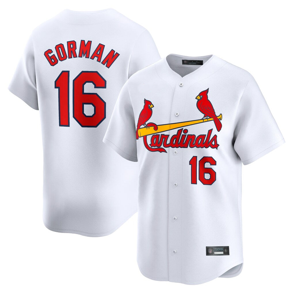 Johmsee St. Louis Cardinals #16 Nolan Gorman Player White Home Limited Stitched Jerseys