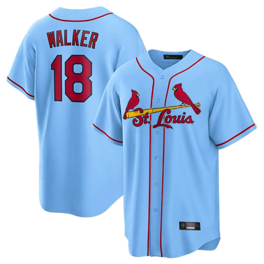Johmsee St. Louis Cardinals #18 Jordan Walker Player Light Blue Home Game Stitched Jerseys