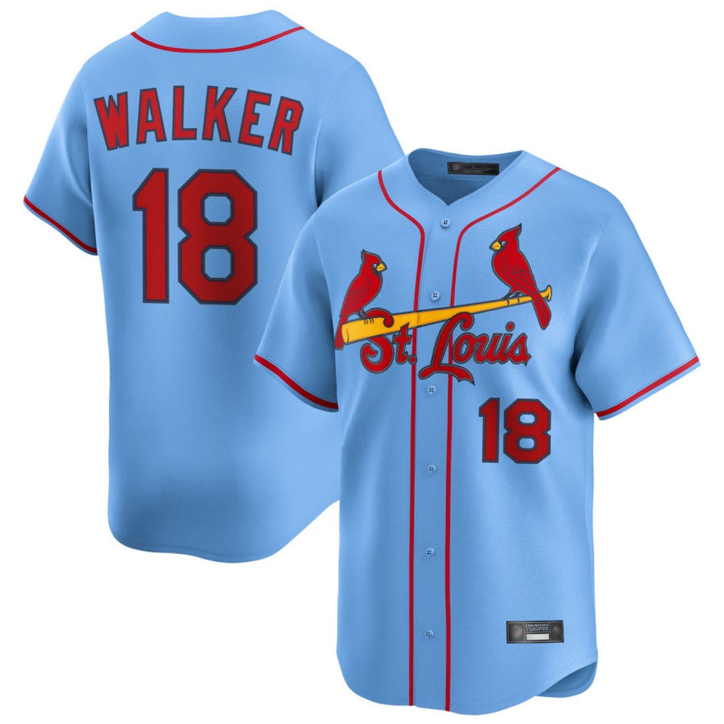Johmsee St. Louis Cardinals #18 Jordan Walker Player Light Blue Home Limited Stitched Jerseys