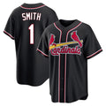 Johmsee St. Louis Cardinals #1 Ozzie Smith Player Black Carbon Fashio Game Stitched Jerseys
