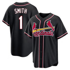 Johmsee St. Louis Cardinals #1 Ozzie Smith Player Black Carbon Fashio Game Stitched Jerseys