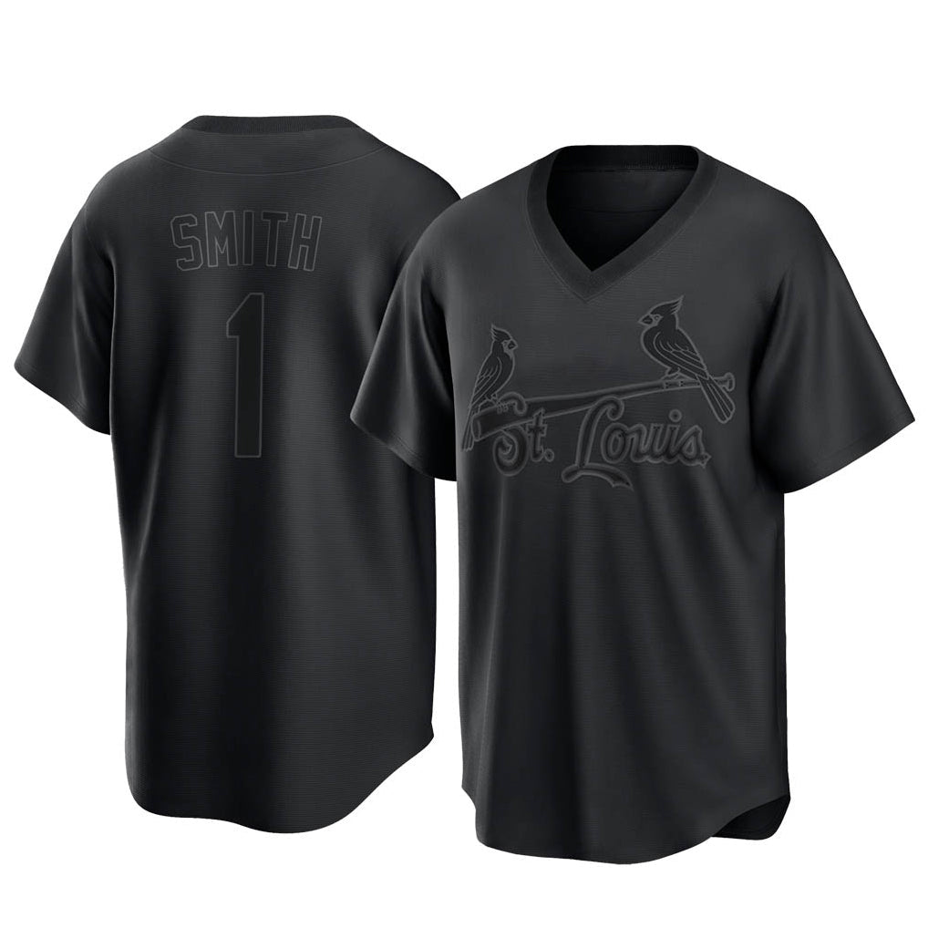 Johmsee St. Louis Cardinals #1 Ozzie Smith Player Black City Connect T-shirt Stitched Jerseys