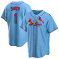 Johmsee St. Louis Cardinals #1 Ozzie Smith Player Light Blue Home Game Stitched Jerseys