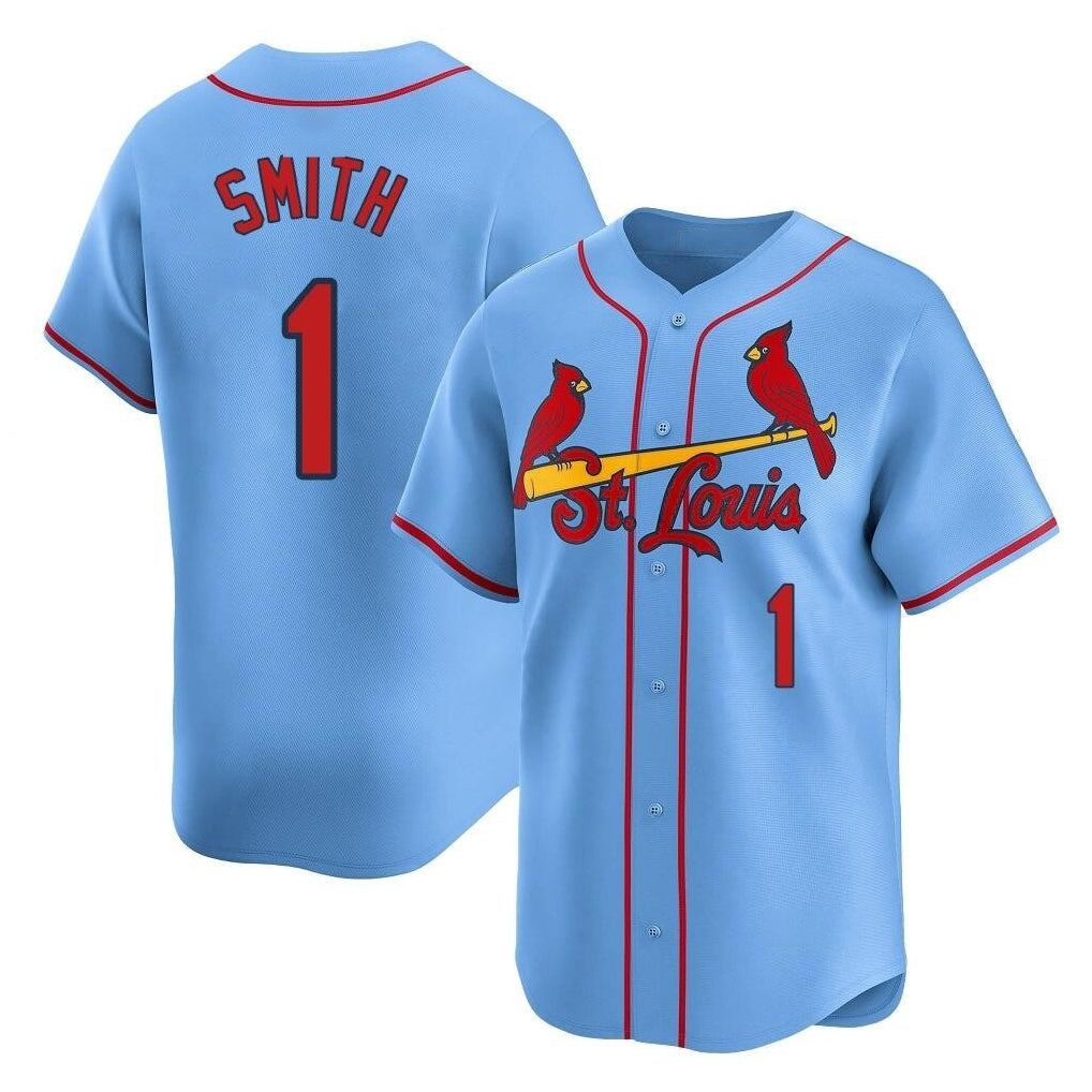 Johmsee St. Louis Cardinals #1 Ozzie Smith Player Light Blue Home Limited Stitched Jerseys
