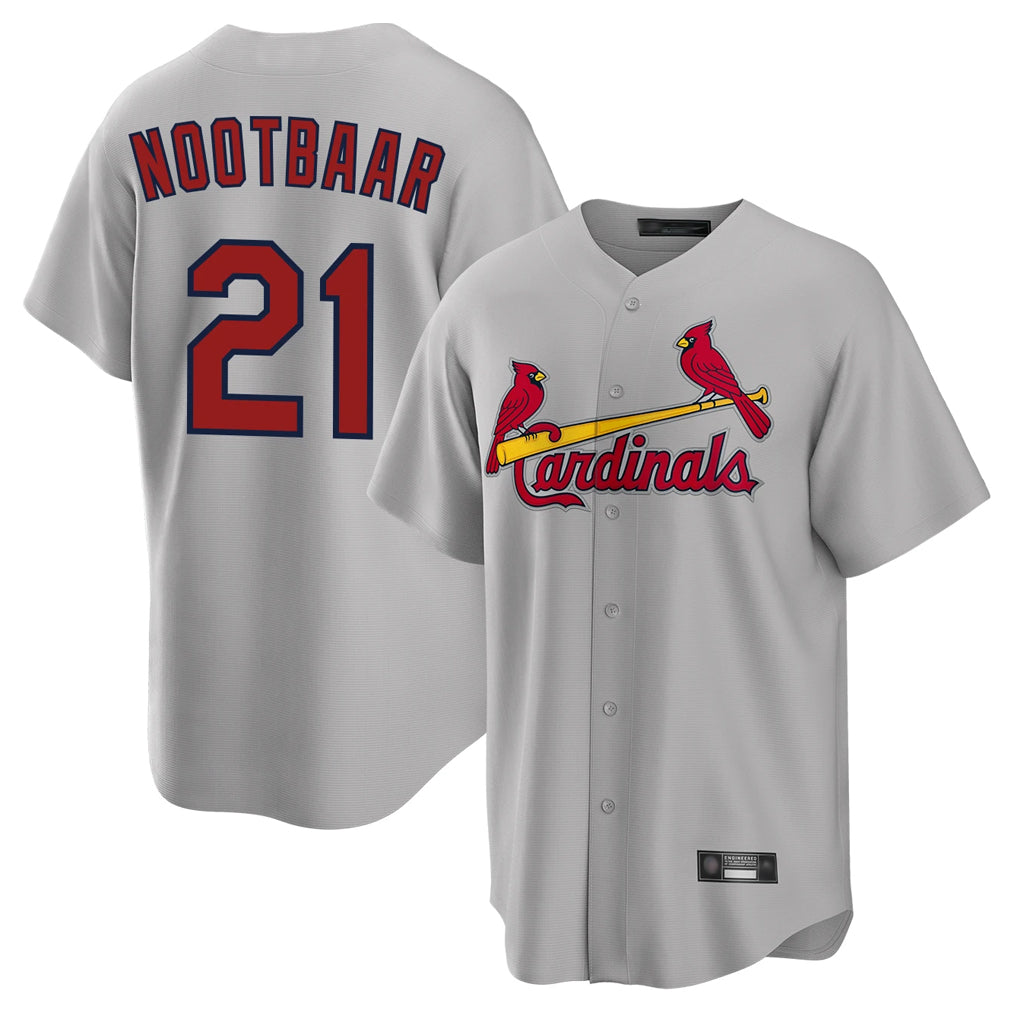 Johmsee St. Louis Cardinals #21 Lars Nootbaar Player Gary Home Game Stitched Jerseys