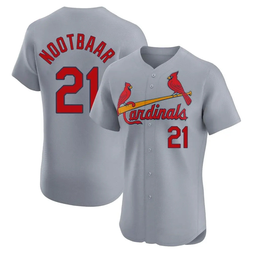 Johmsee St. Louis Cardinals #21 Lars Nootbaar Player Gary Home Limited Elite Stitched Jerseys