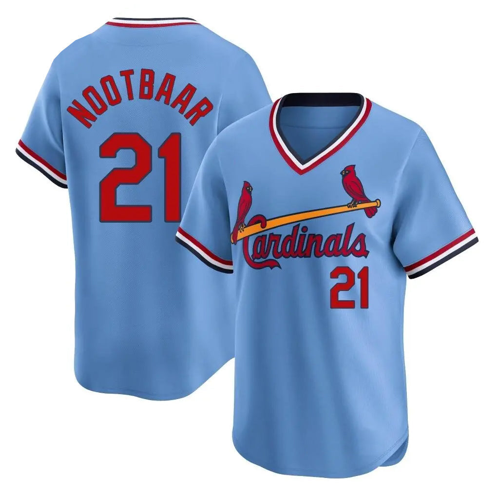 Johmsee St. Louis Cardinals #21 Lars Nootbaar Player Light Blue City Connect Home T-shirt Stitched Jerseys