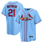 Johmsee St. Louis Cardinals #21 Lars Nootbaar Player Light Blue Home Game Stitched Jerseys