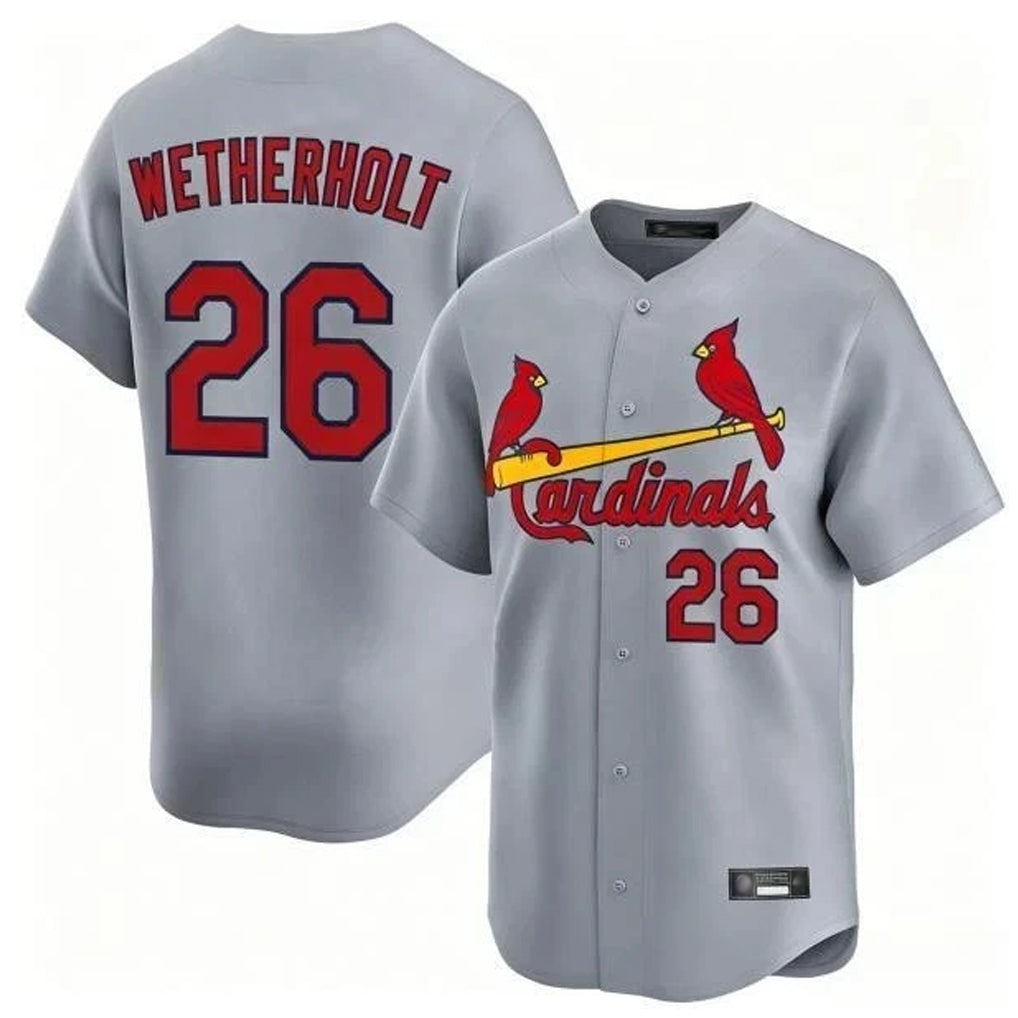 Johmsee St. Louis Cardinals #26 JJ Wetherholt Player Gray Home Limited Stitched Jerseys