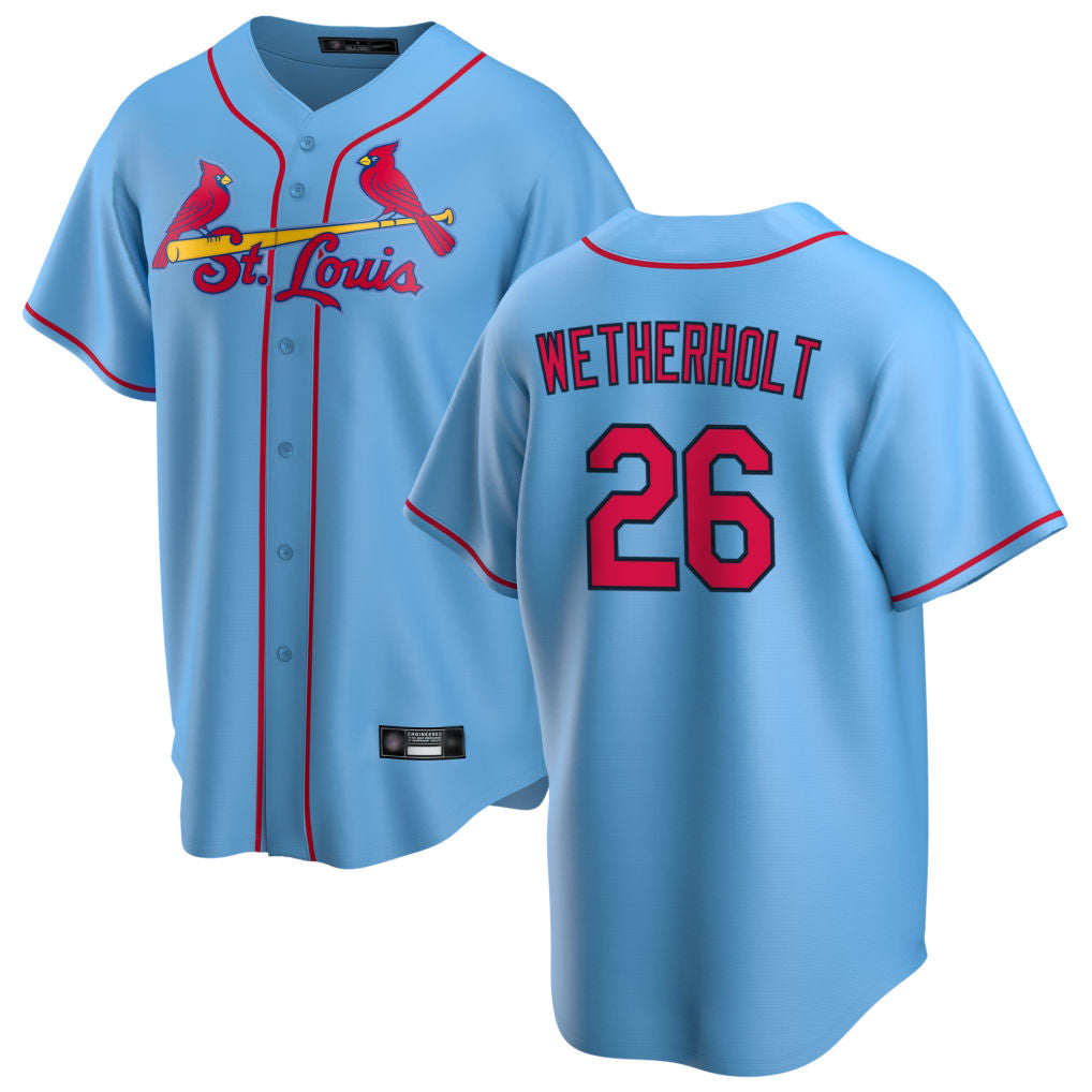 Johmsee St. Louis Cardinals #26 JJ Wetherholt Player Light Blue Home Game Stitched Jerseys