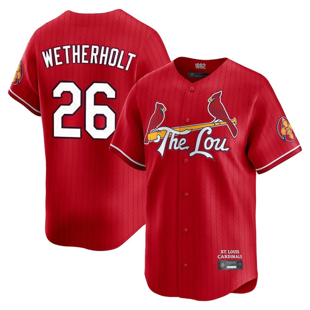Johmsee St. Louis Cardinals #26 JJ Wetherholt Player Red City Connect Limited Stitched Jerseys