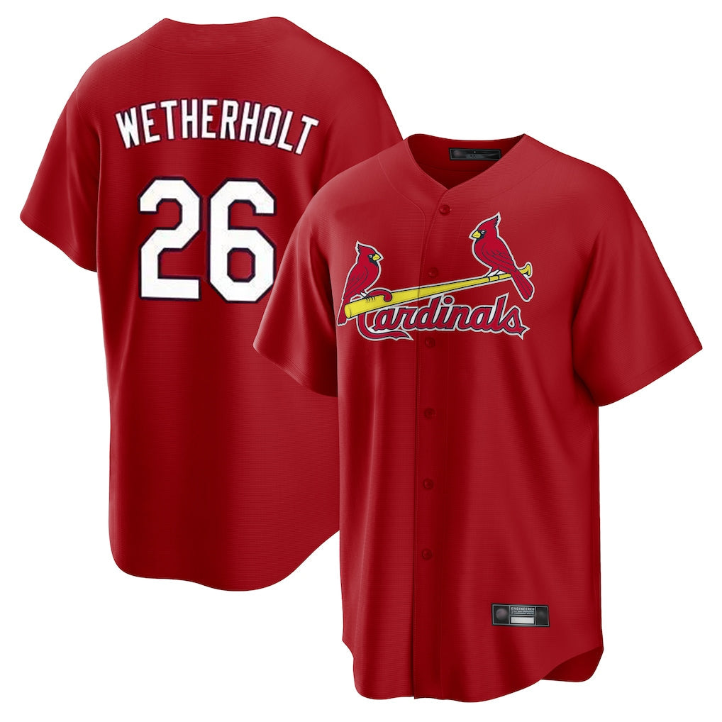 Johmsee St. Louis Cardinals #26 JJ Wetherholt Player Red Home Game Stitched Jerseys