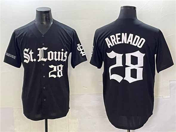 St. Louis Cardinals #28 Nolan Arenado Black 'Gothic Legacy Edition' Vapor Premier Limited Stitched Baseball Jersey