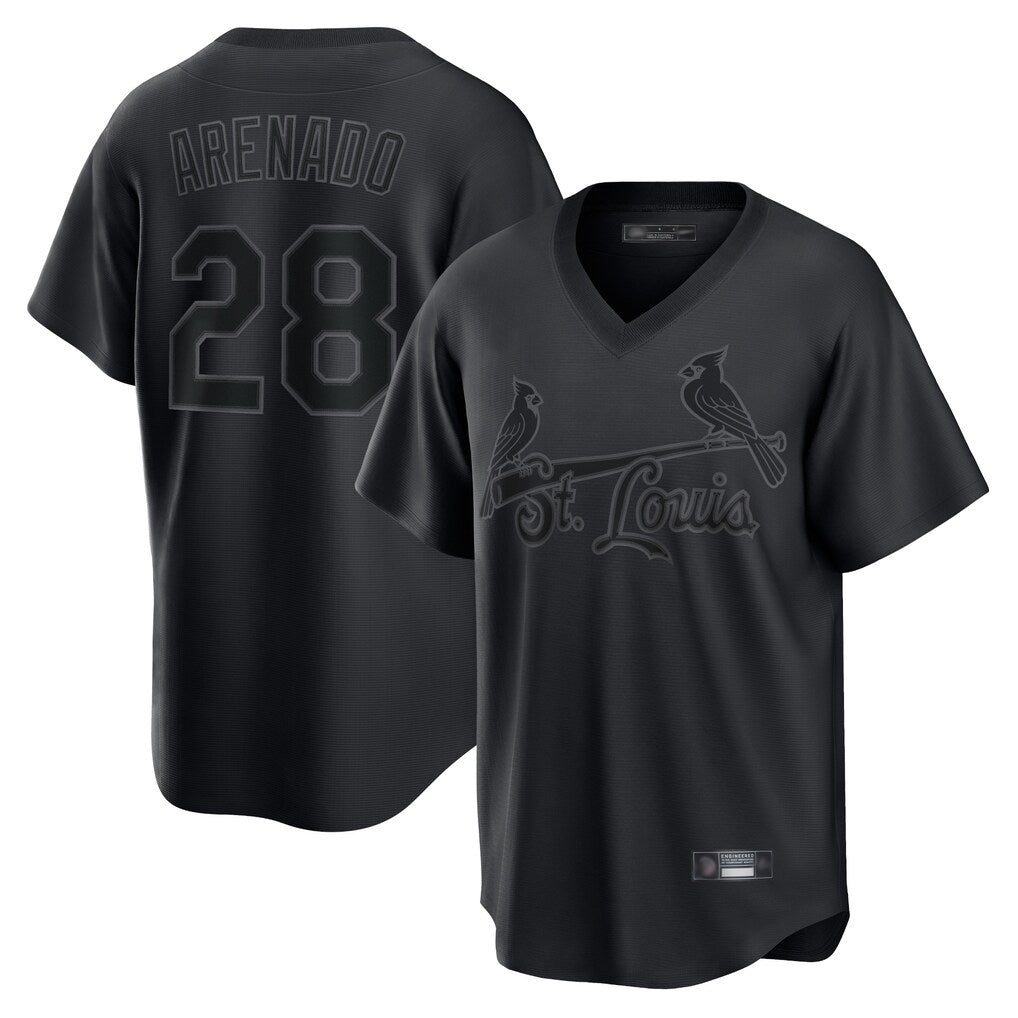 Johmsee St. Louis Cardinals #28 Nolan Arenado Player Black City Connect T-shirt Stitched Jerseys