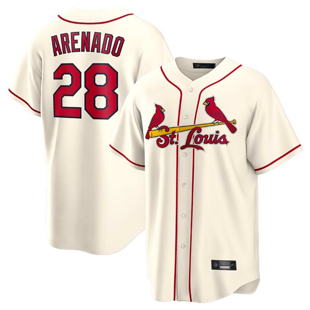 Johmsee St. Louis Cardinals #28 Nolan Arenado Player Cream Home Game Stitched Jerseys