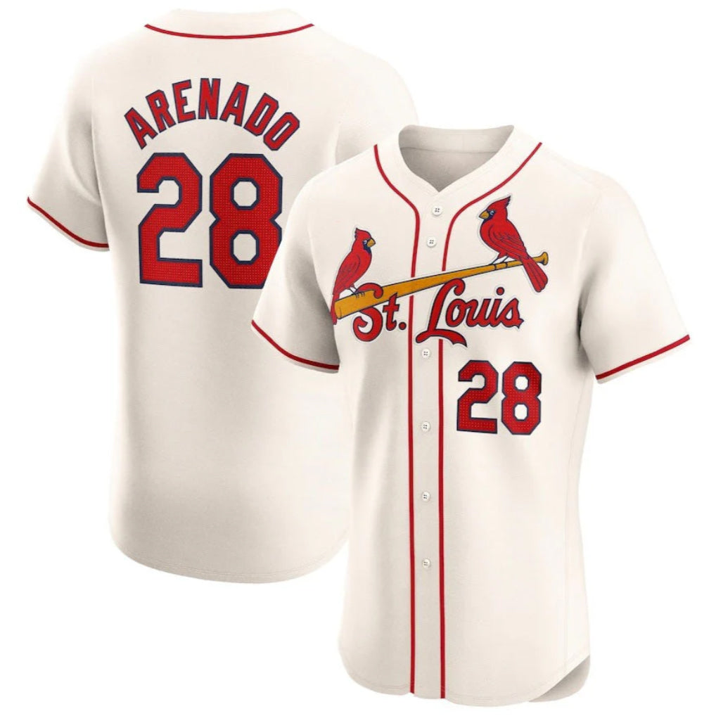 Johmsee St. Louis Cardinals #28 Nolan Arenado Player Cream Home Limited Elite Stitched Jerseys