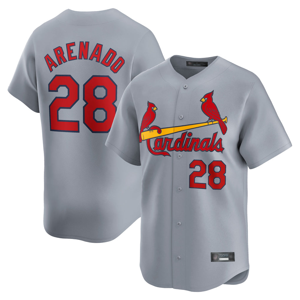 Johmsee St. Louis Cardinals #28 Nolan Arenado Player Gray Home Limited Stitched Jerseys