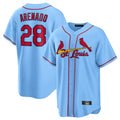 Johmsee St. Louis Cardinals #28 Nolan Arenado Player Light Blue Home Game Stitched Jerseys