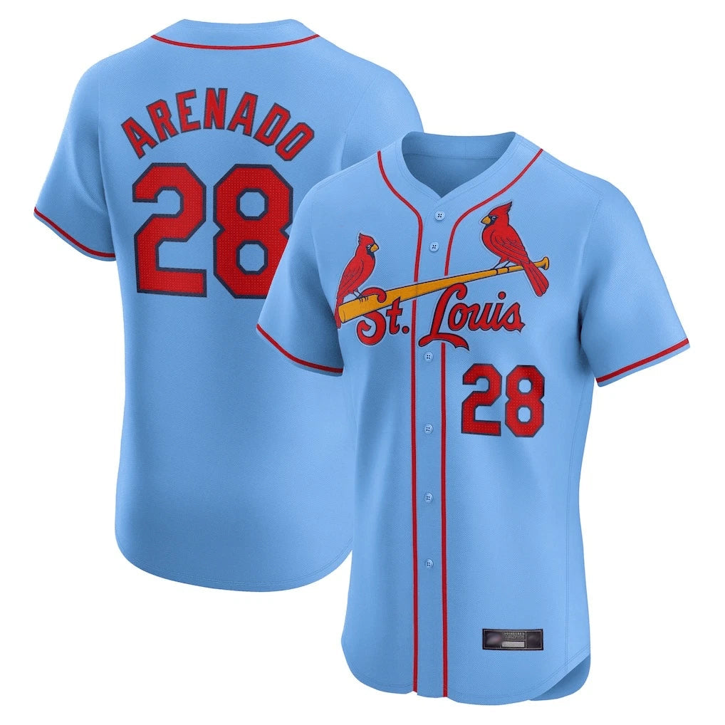 Johmsee St. Louis Cardinals #28 Nolan Arenado Player Light Blue Home Limited Elite Stitched Jerseys