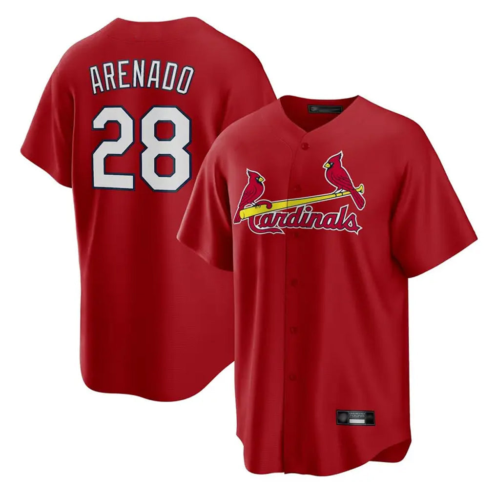 Johmsee St. Louis Cardinals #28 Nolan Arenado Player Red Home Game Stitched Jerseys