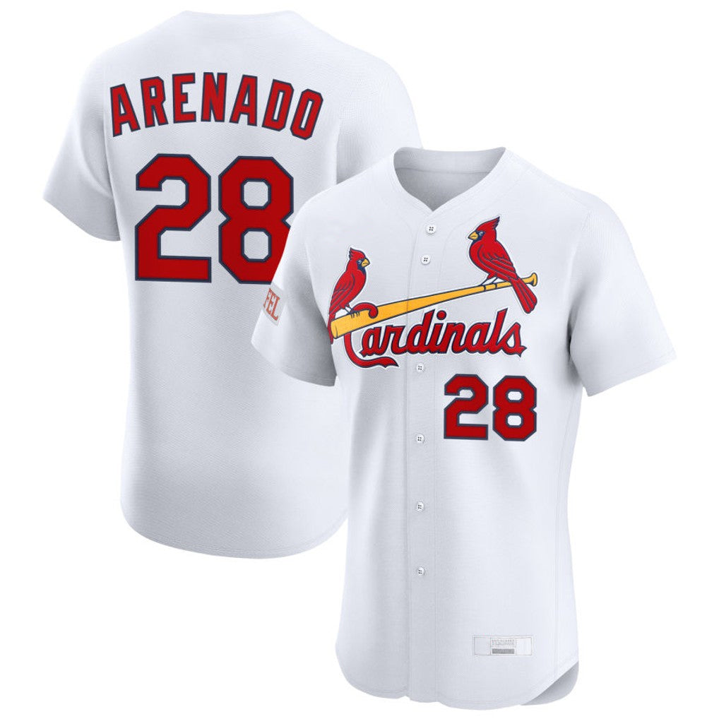 Johmsee St. Louis Cardinals #28 Nolan Arenado Player White Home Limited Elite Stitched Jerseys