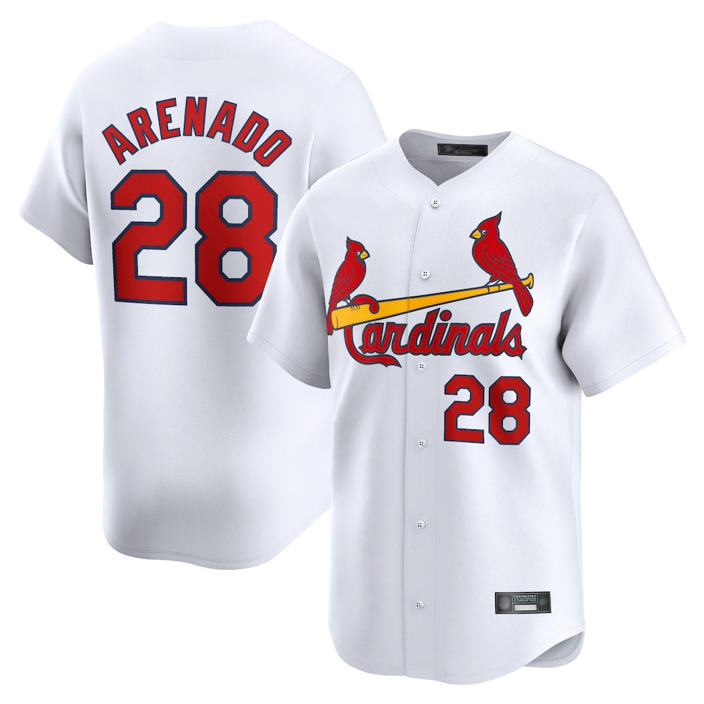 Johmsee St. Louis Cardinals #28 Nolan Arenado Player White Home Limited Stitched Jerseys