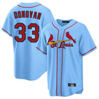 Johmsee St. Louis Cardinals #33 Brendan Donovan Player Light Blue Home Game Stitched Jerseys