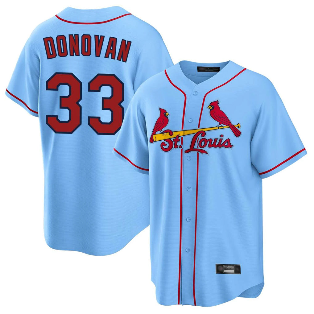 Johmsee St. Louis Cardinals #33 Brendan Donovan Player Light Blue Home Game Stitched Jerseys