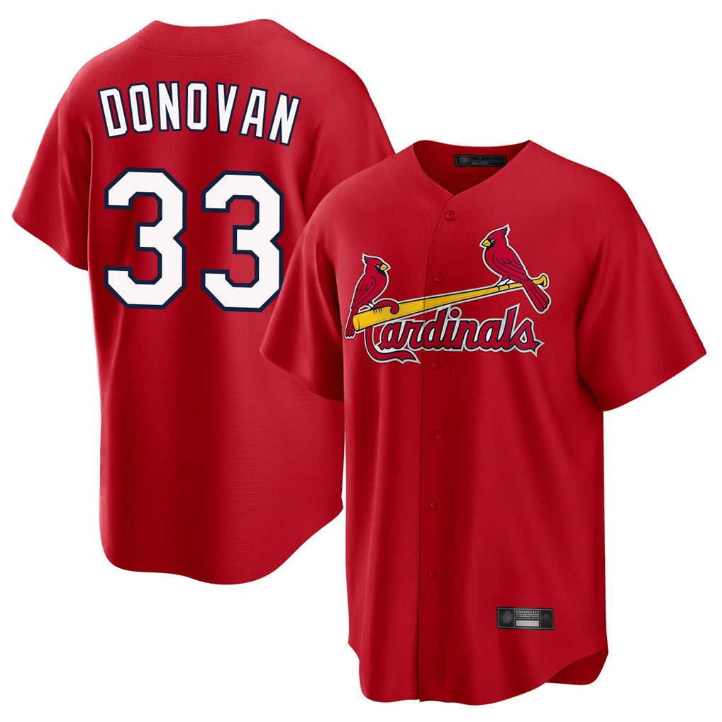 Johmsee St. Louis Cardinals #33 Brendan Donovan Player Red Home Game Stitched Jerseys