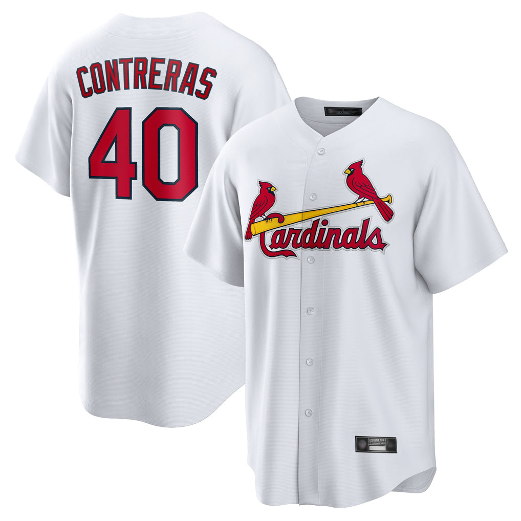Johmsee St. Louis Cardinals #40 Willson Contreras Player White Home Game Stitched Jerseys