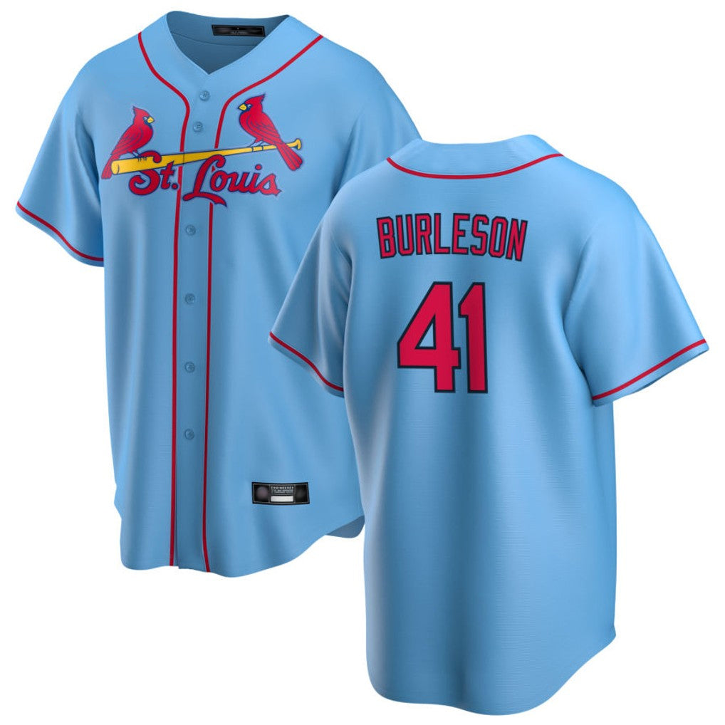 Johmsee St. Louis Cardinals #41 Alec Burlesona Player Light Blue Home Game Stitched Jerseys