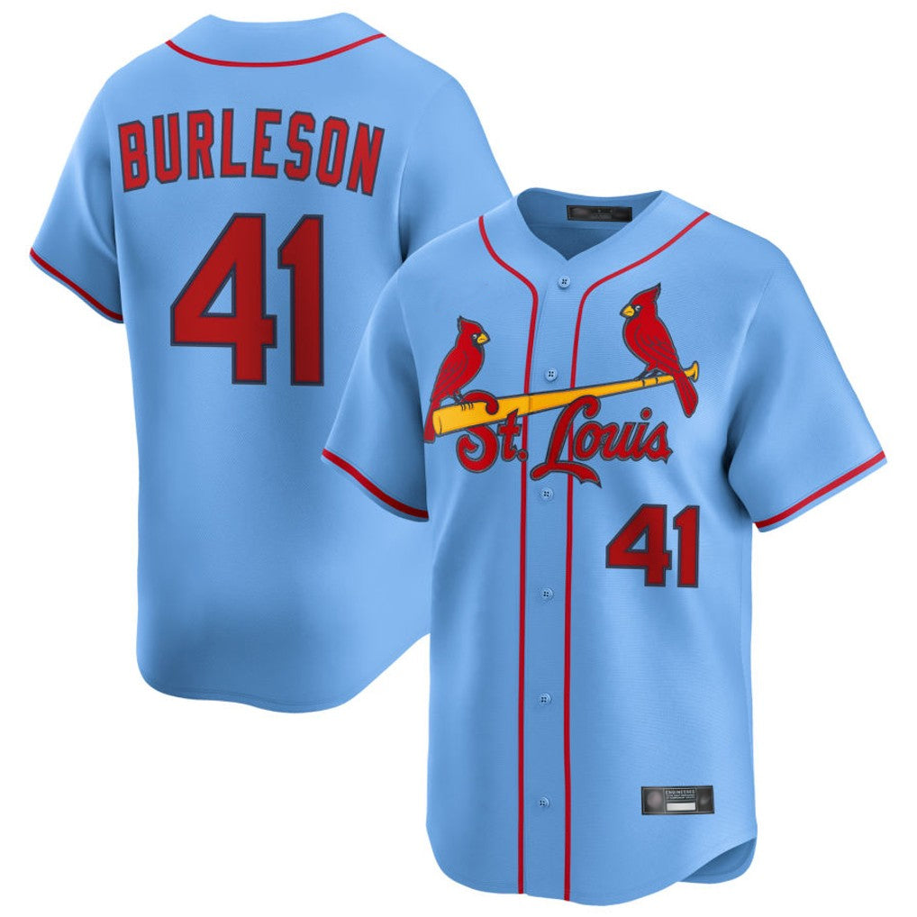 Johmsee St. Louis Cardinals #41 Alec Burlesona Player Light Blue Home Limited Stitched Jerseys