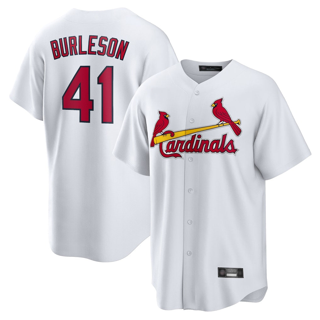 Johmsee St. Louis Cardinals #41 Alec Burlesona Player White Home Game Stitched Jerseys