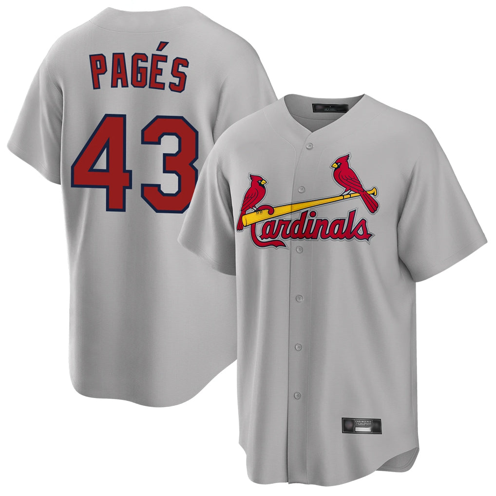 Johmsee St. Louis Cardinals #43 Pedro Pages Player Gray Home Game Stitched Jerseys