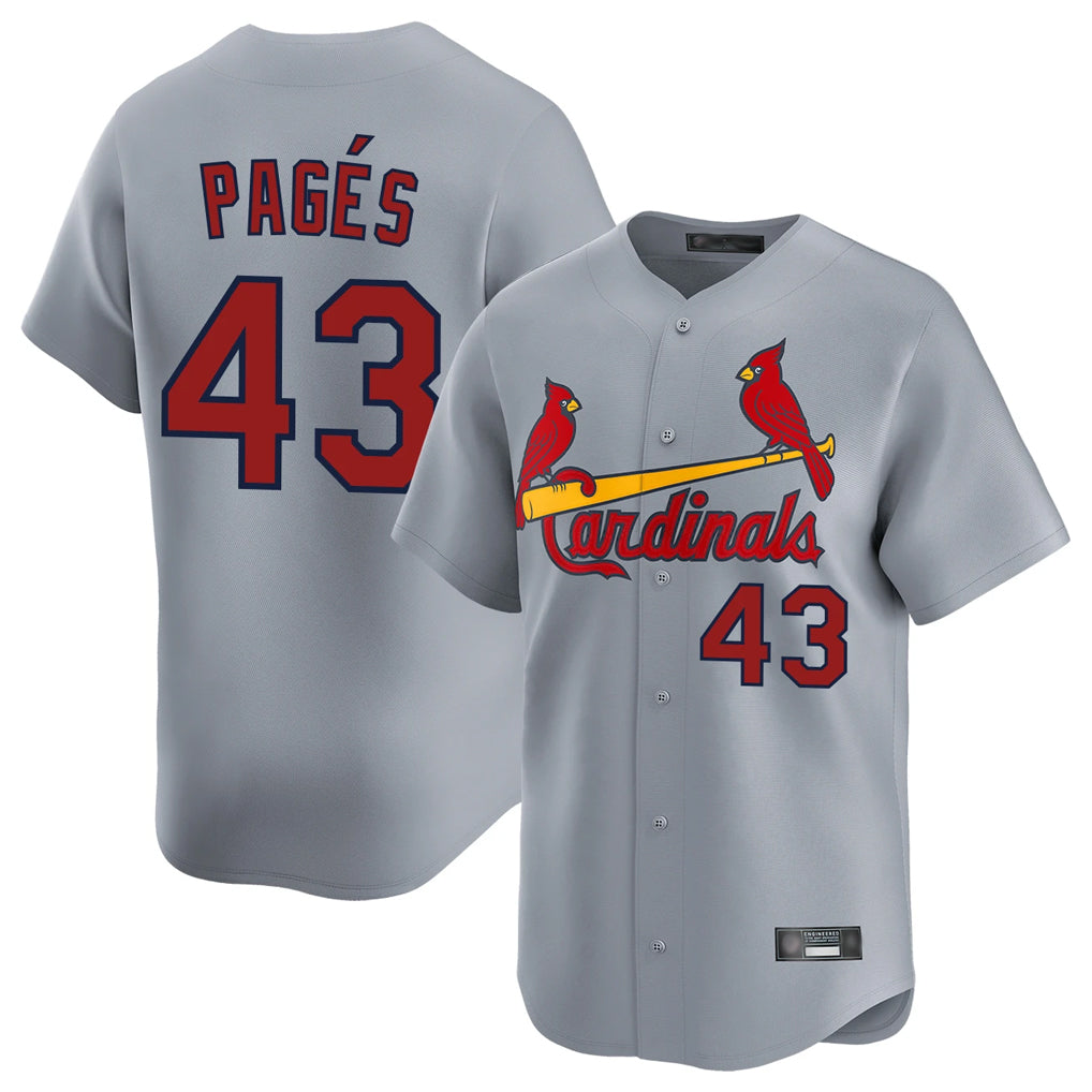 Johmsee St. Louis Cardinals #43 Pedro Pages Player Gray Home Limited Stitched Jerseys