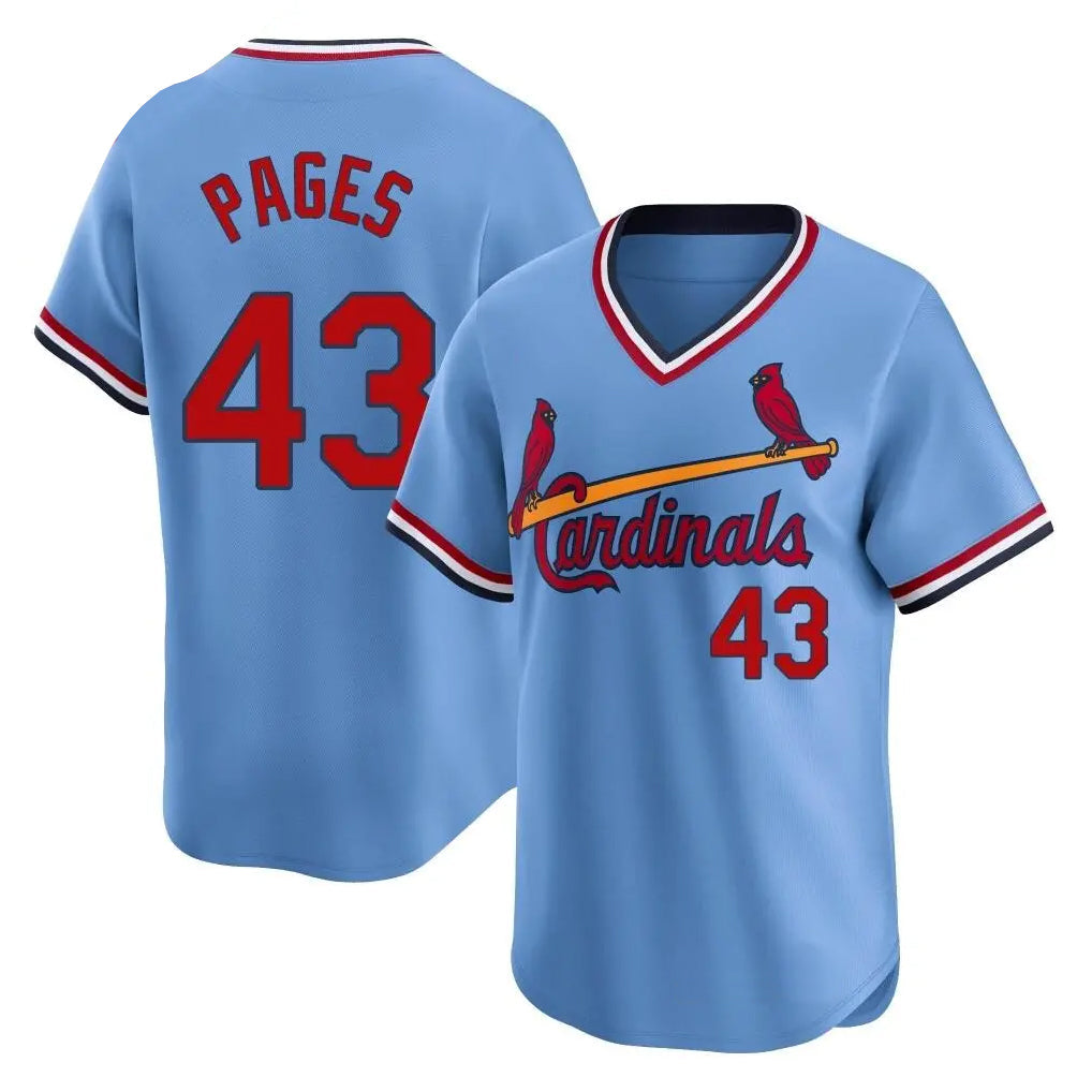 Johmsee St. Louis Cardinals #43 Pedro Pages Player Light Blue City Connect Home T-shirt Stitched Jerseys