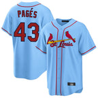 Johmsee St. Louis Cardinals #43 Pedro Pages Player Light Blue Home Game Stitched Jerseys
