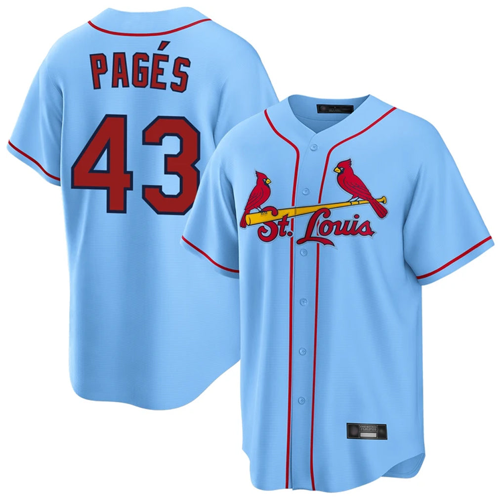 Johmsee St. Louis Cardinals #43 Pedro Pages Player Light Blue Home Game Stitched Jerseys