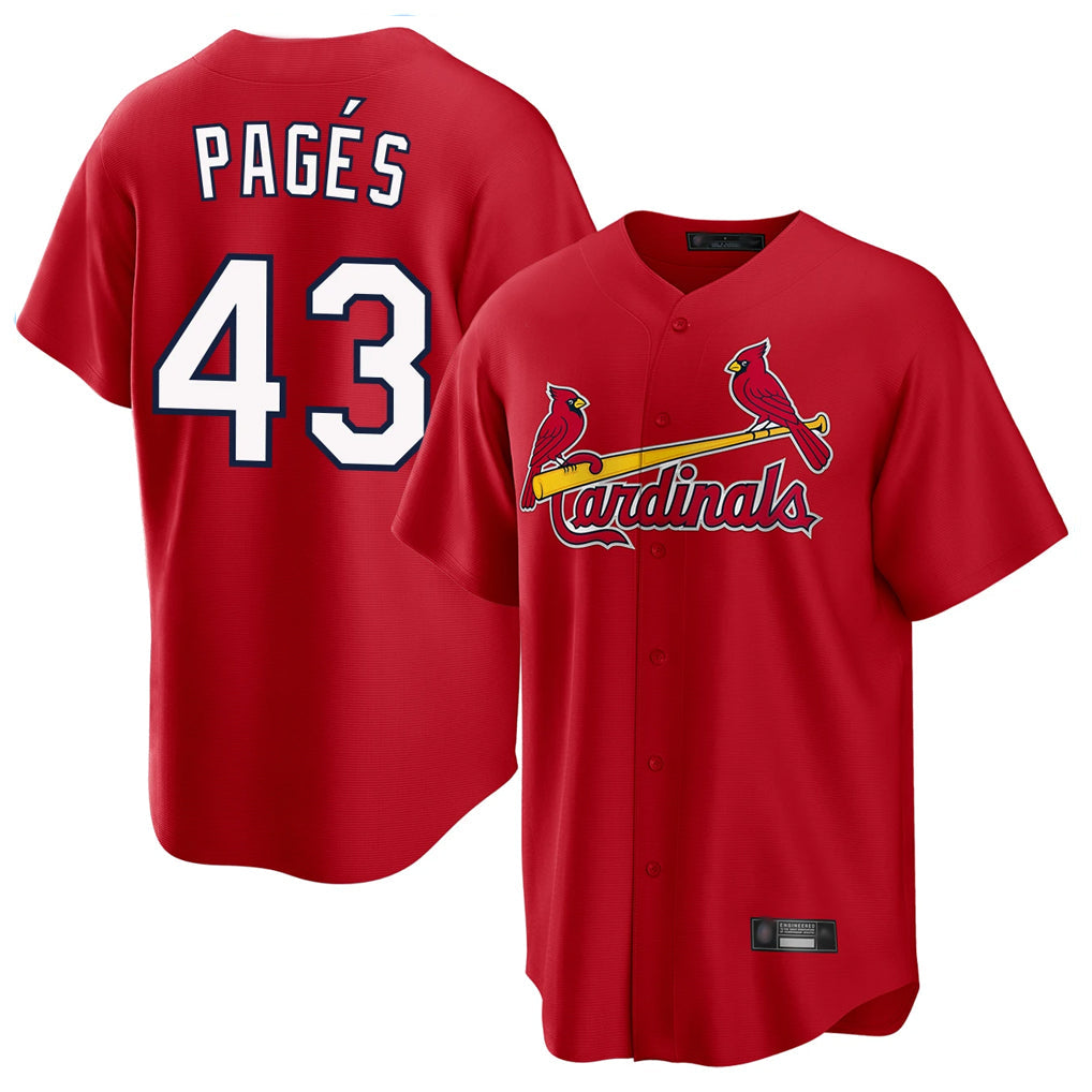 Johmsee St. Louis Cardinals #43 Pedro Pages Player Red Home Game Stitched Jerseys