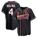 Johmsee St. Louis Cardinals #4 Yadier Molina Player Black Carbon Fashio Game Stitched Jerseys