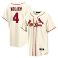 Johmsee St. Louis Cardinals #4 Yadier Molina Player Cream Home Game Stitched Jerseys