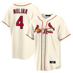 Johmsee St. Louis Cardinals #4 Yadier Molina Player Cream Home Game Stitched Jerseys