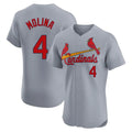 Johmsee St. Louis Cardinals #4 Yadier Molina Player Gray Home Limited Elite Stitched Jerseys