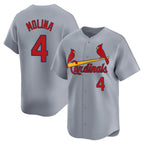 Johmsee St. Louis Cardinals #4 Yadier Molina Player Gray Home Limited Stitched Jerseys