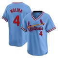Johmsee St. Louis Cardinals #4 Yadier Molina Player Light Blue City Connect Home T-shirt Stitched Jerseys