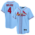 Johmsee St. Louis Cardinals #4 Yadier Molina Player Light Blue Home Game Stitched Jerseys